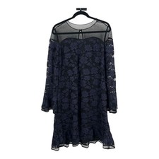 Shani dress Illusion neckline A-line blue black size 14 