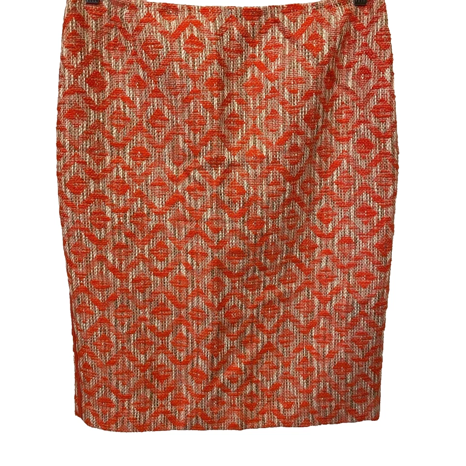 Falda lápiz Lafayette 148 New York - Talla 12 - Jacquard geométrico rojo Foto 2 de 4