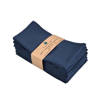 12 Pack Navy Blue Cotton Linen Blend Dinner Cloth Napkins Pre Shrunk Absorbent