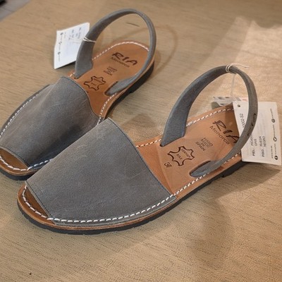RIA Menorca Avarca Sandals Gray Leather Handmade Spain EU 37 Women's NWT