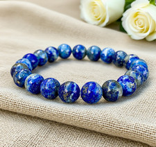 Lapis Lazuli Bracelet 8mm Round Healing Crystal Gemstone Beaded Stretch Bracelet