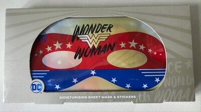 Wonder Woman Feuchtigkeitsblatt Maske & Aufkleber Geschenkbox Neuheit!