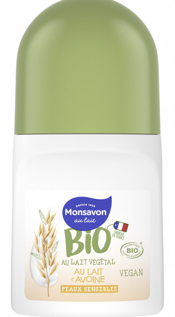 Déodorant BIO bille Monsavon anti-irritation pour peaux sensibles au lait d'avoine lot de 3