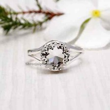 Natural Crystal Quartz Ring 925 Sterling Silver Ring Gemstone Ring Women Ring
