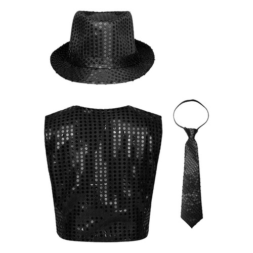 Kids Boys Vest Performance Waistcoat Party Jacket Necktie Streetwear Costume - Picture 12 of 48