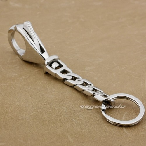 Huge Heavy Stainless Steel KeyRing Mens Biker Punk KeyChain 3P007KCA - Picture 4 of 7