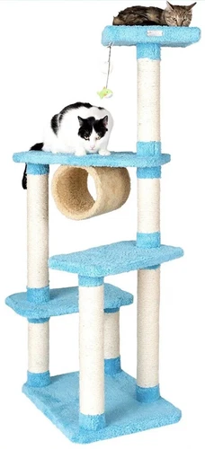 Armarkat Premium Real Wood Cat Tree Model X6105 Sky Blue, 61" H