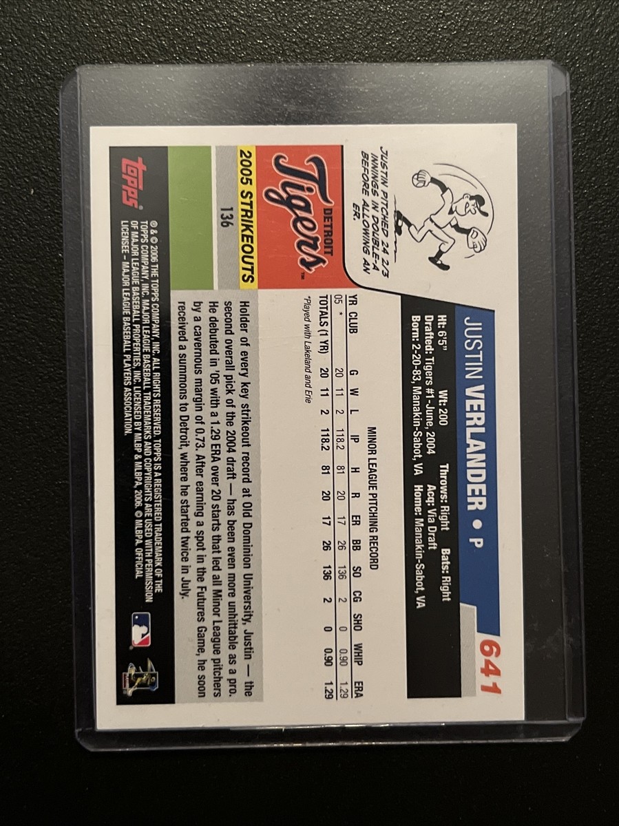 2006 Topps Baseball Justin Verlander Rookie Card | eBay