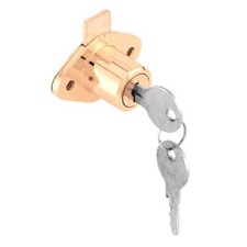 U 9947 Diecast Drawer Cabinet Lock Fits 7/8 Inch Max Panel Brass Plated