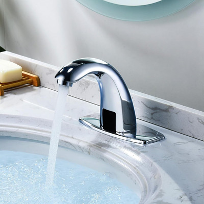 Automatic Bathroom Sink Faucet,Touchless Sensor with Hot & Cold Mixer Cover Plat