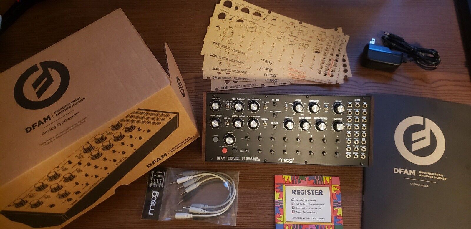dfam moog analog synthesizer- Opened And Used Once. Includes Box, Manual, Cables