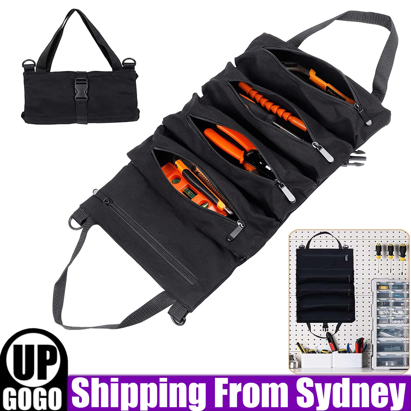 Multi-Purpose Tool Roll Up Bag Wrench Roll Pouch Hanging Tool-Portable Organizer