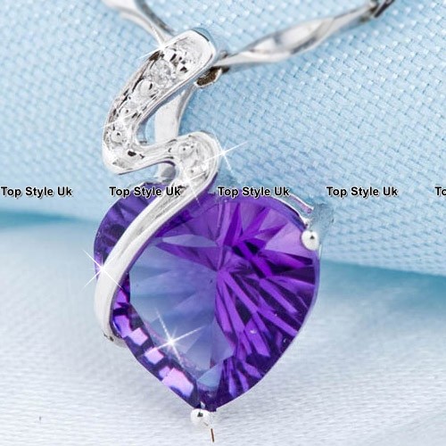 Gift for Her Daughter Niece Women Girlfriend Sister Amethyst Heart Necklace J391 - Picture 4 of 6