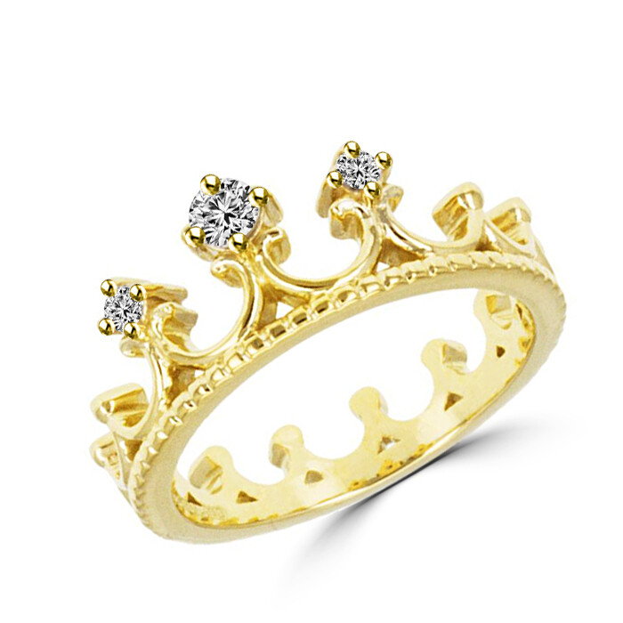 Elegant Round Crown Tiara Wedding Ring with Simulated Diamond in Sterling Silver  -image