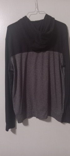 American Eagle Mens Two Tone Logo Hoodie Tshirt Knit Black Gray Small Long Sleev - Picture 4 of 4