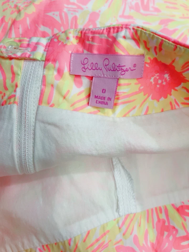 Pantalones Cortos Lilly Pulitzer Skort Rosa Brillante Amarillo Sunkissed Brillo Imitación Talla/0 Foto 3 de 4