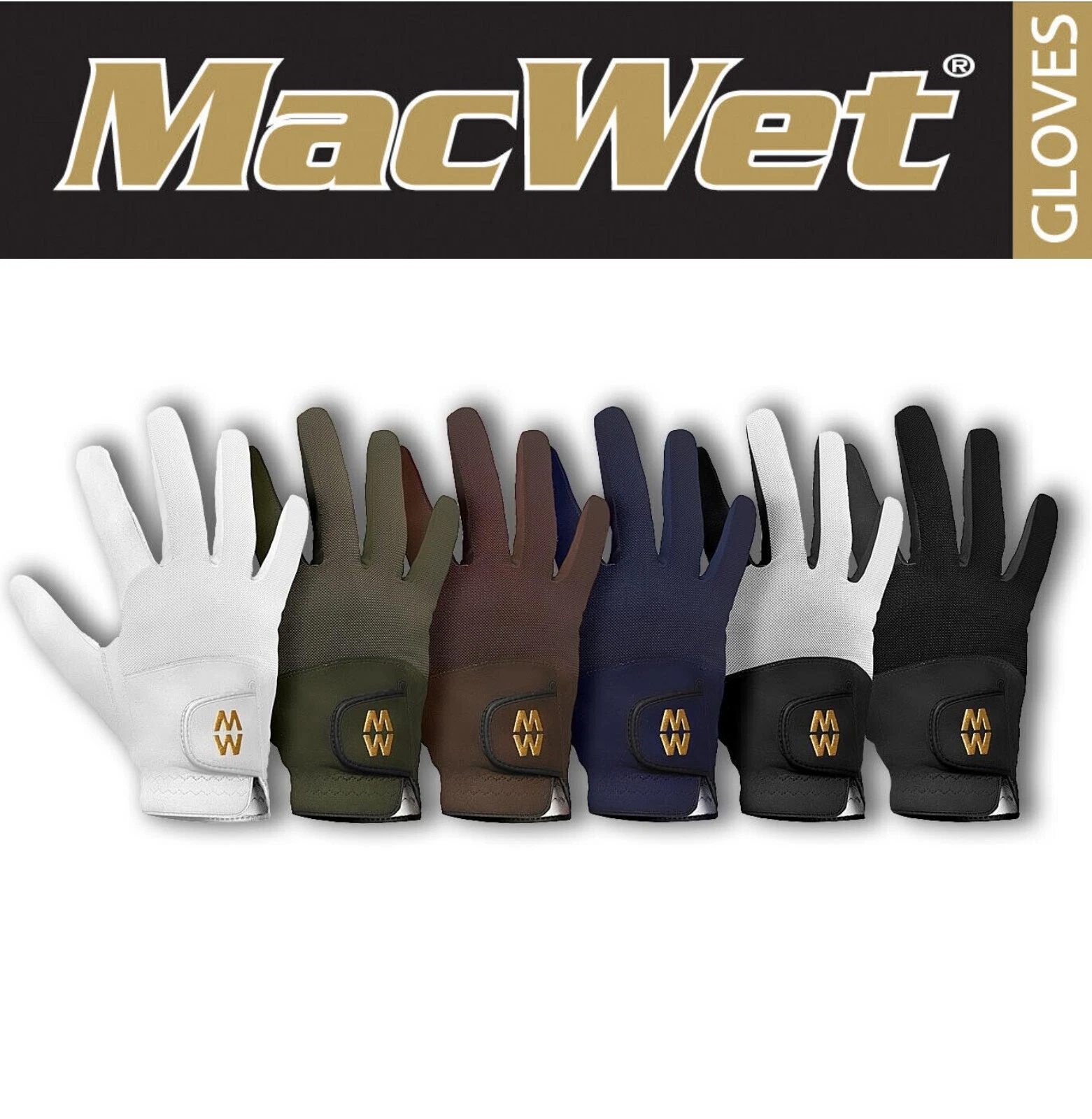 MacWet Sports Gloves Long Mesh for Golf Horse Riding Shooting Many Colours/Sizes