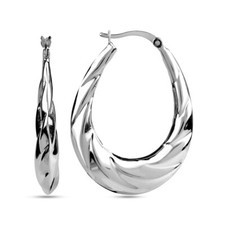 925 Sterling Silver Jewelry High Polish Oval Hoop Earrings for Women Teen 38MM
