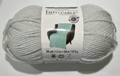 1 IMPECCABLE in WHITE SMOKE by Loops & Threads 285yds 4.5oz Acrylic Skein