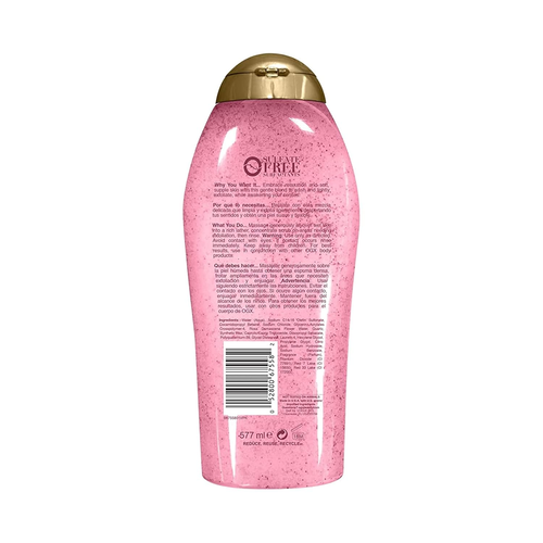 Scrub corpo lenitivo OGX Sensitive + sale marino rosa e acqua di rose senza solfati - Foto 2 di 12