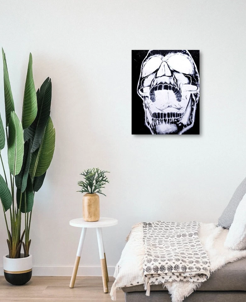 Retrato Pintura Calavera Choque - Arte Original - 16"x20" - Luz Negra UV Foto 3 de 4