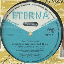 MARGRAF BOSSE HANDEL CONCERTI GROSSI OP.6 5-6 ETERNA ED.1 STEREO 10" 725015 NM