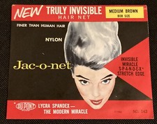 Vintage Jac-o-Net Hair Net in Original Envelope NIP Medium Brown Bob Size