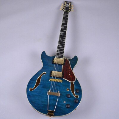 Ibanez AMH90 QM Trance Blue compact size full acoustic Electric