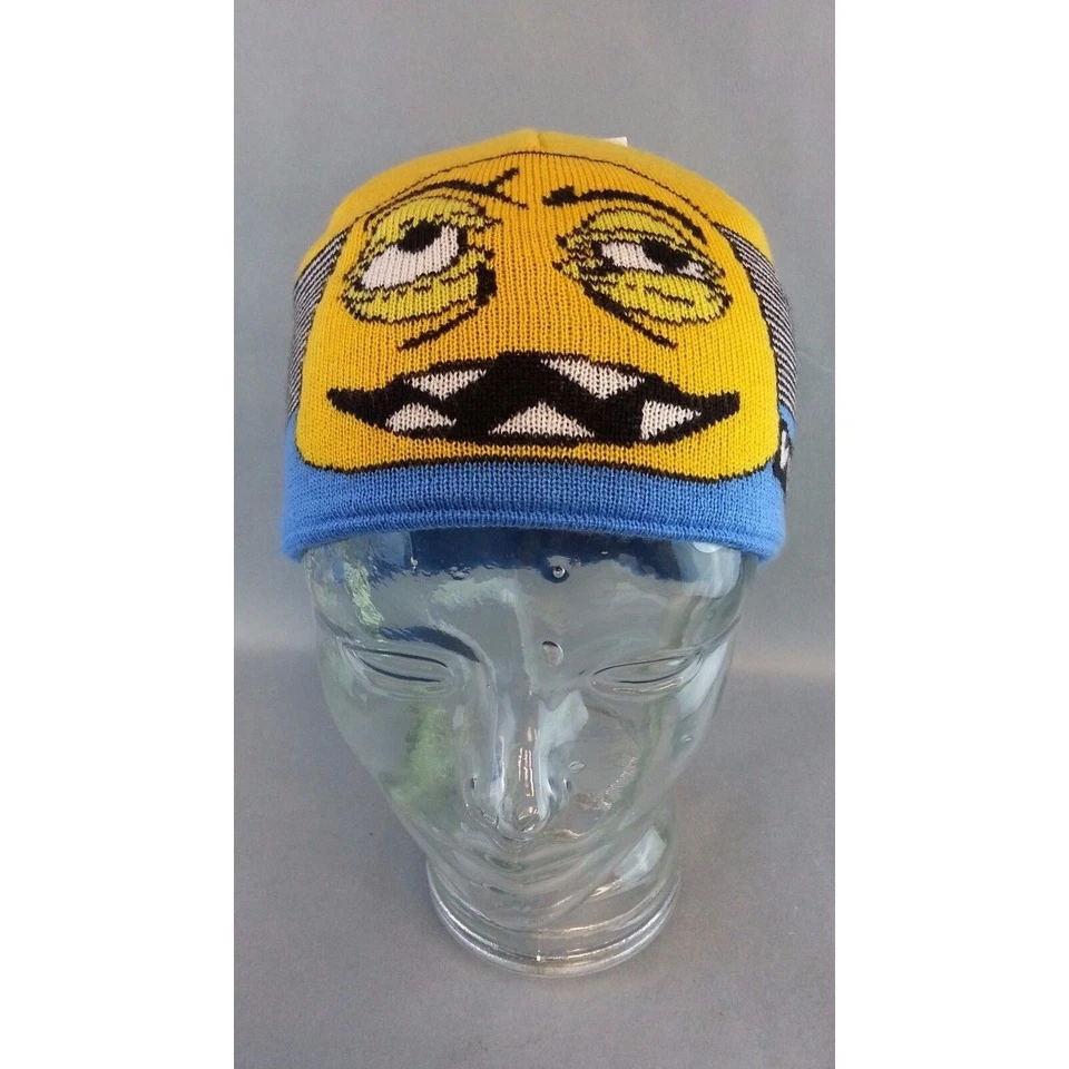 NUEVO CON ETIQUETAS NUEVO Gorro Volcom Niños Skate Surf Azul Caras Amarillas Talla Única Foto 2 de 4