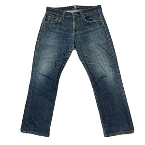 7 For All Mankind Men 33 The Straight Denim Blue Jeans Dark Wash Inseam 27â | eBay