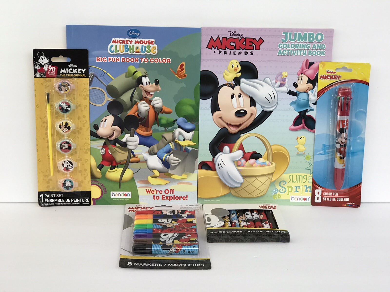 6pc Mickey Mouse Jumbo Coloring Activity Books Pen, Crayons, Markers, Paint Set