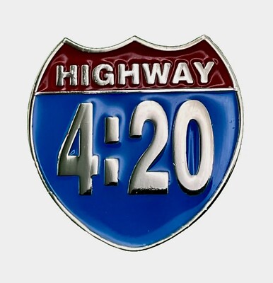 Highway 4:20 420 Enamel Lapel Pin