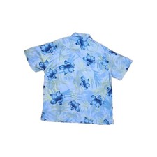 Mens Hawaiian Floral Tropical Short Sleeve Button Up Shirt Blue Casual Size XL