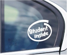STUDENT INSIDE HOUSE FLAT WINDOW STICKER BOOT IN WHITE ALL COLOURS UNI COLLEGE