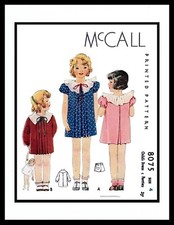 McCALL 8075 Dress Frock  Shorts Panties GIRL Fabric Sewing Pattern 4 1930's