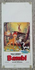 locandina BAMBI cerbiatto gufo cervo WALT DISNEY cartoni animati vintage origin.