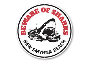 Beware Of Sharks New Smyrna Beach Beach Warning Aluminum Sign Ebay