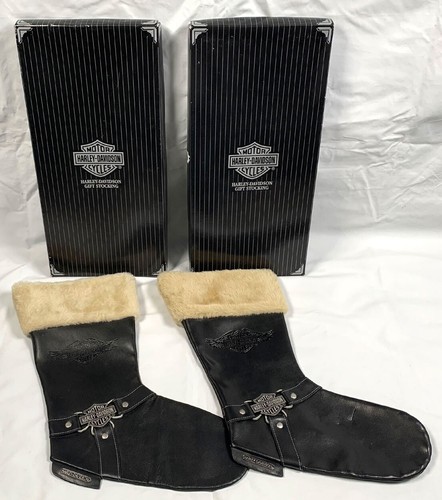 2 medias navideñas vintage de cuero negro para motocicleta Harley Davidson 1997 - Imagen 2 de 5