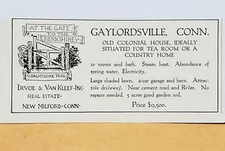 Gaylordsville Connecticut Colonial Home Sale 1930 PRINT AD Devoe & Van Kleef