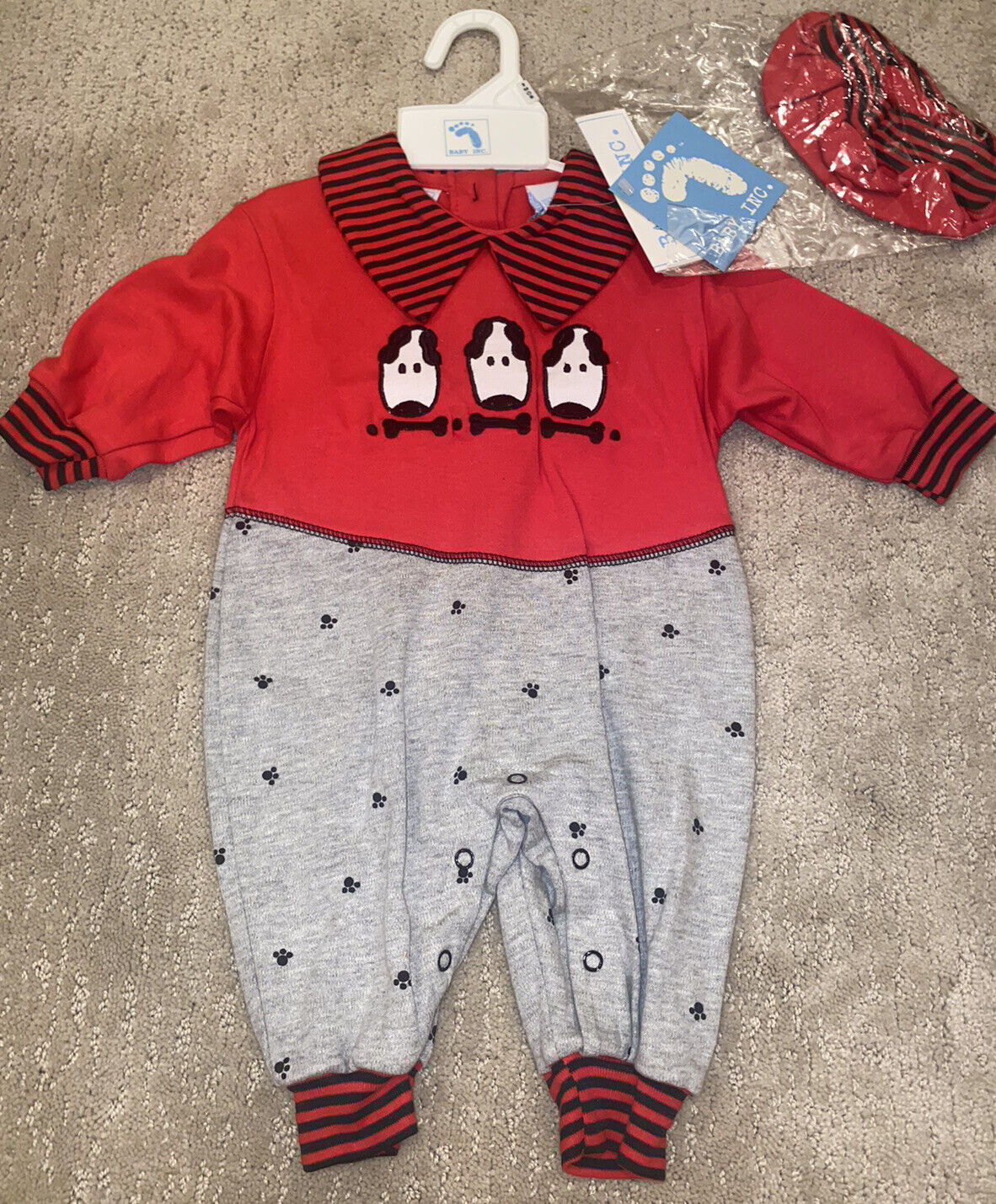Vintage Baby Boy Dog One Piece Outfit Romper With… - image 1