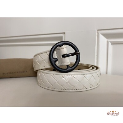 Authentic Bottega Veneta Cream Leather Intrecciato Woven Leather Belt Size 90/36 Authentic Bottega Veneta Cream Leather Intrecciato Woven  main image 4