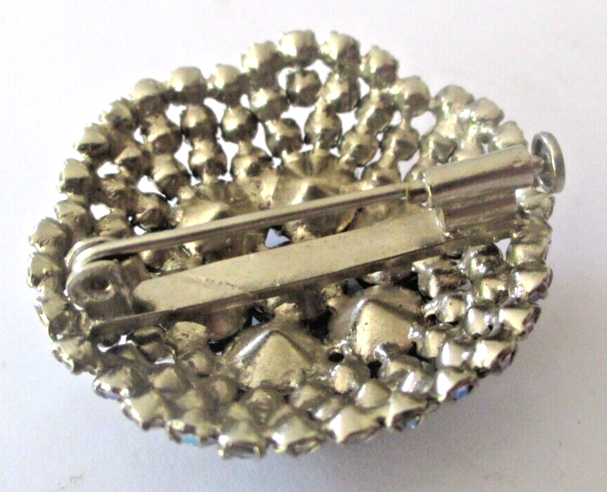 Broche Ancienne Vintage - Cristaux Diamant Bleus - Bijou Scintillant - Modèle 2759 - Occasion