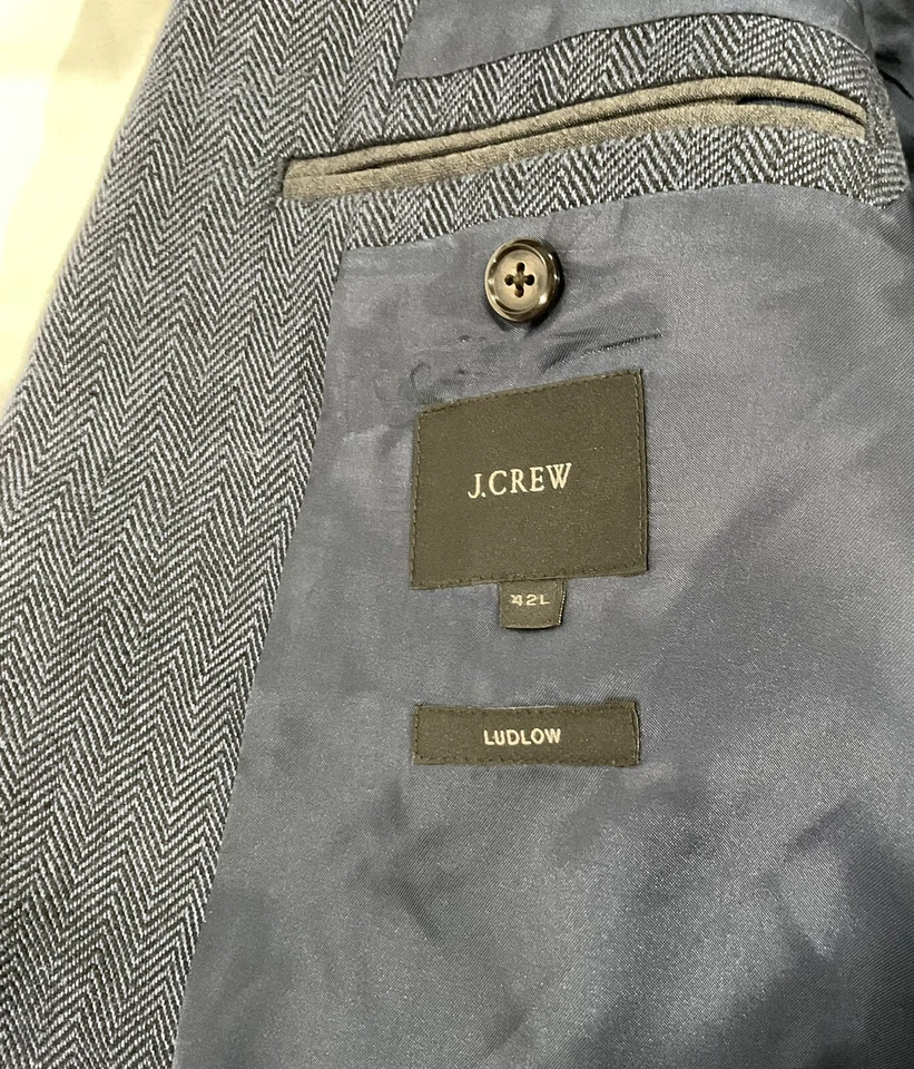 J. Blazer de lana Crew abrigo deportivo espiga para hombre 42L azul negro Foto 2 de 4