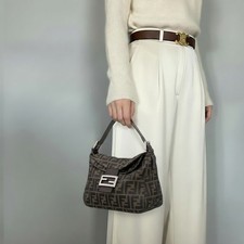 FENDI Mamma Zucca Shoulder Bag Brown Canva