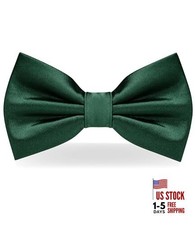 Solid Color Bow Tie Adjustable Bowtie for Men Dark Green