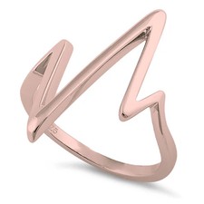 925 Sterling Silver Rose Gold Plated Heartbeat Ring