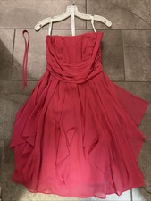 David s Bridal Watermelon Chiffon Strapless Pink Flowy Dress Size 2