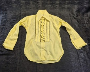 Vintage After Six Ruffled Tuxedo Shirt Yellow Prom Disco Costume Childs Size 11