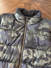 GAP Kids Camo Puffer Vest XL 12-13 Years Green Black Sleeveless Zip Up Winter