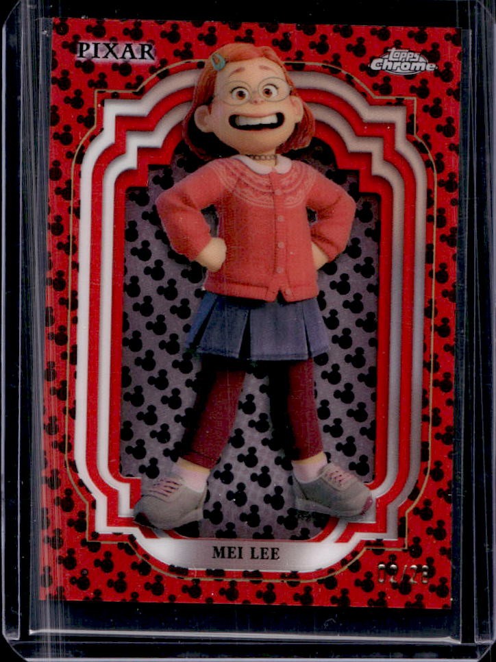 2024 Topps Chrome Disney Mei Lee Red and Black Refractor #/28